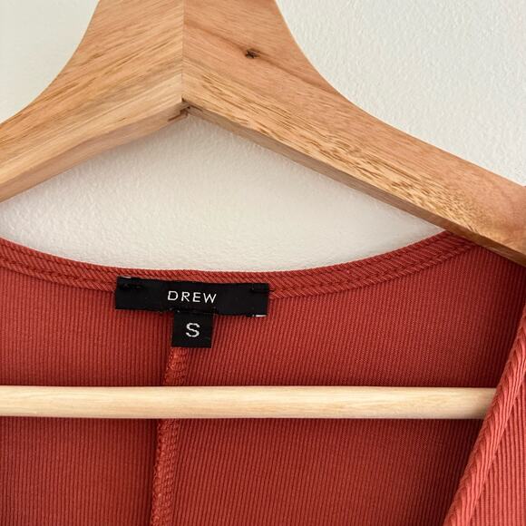 DREW Anthropologie Twist Front Tie Sleeveless Mini Wrap Dress Rust S - Picture 5 of 7